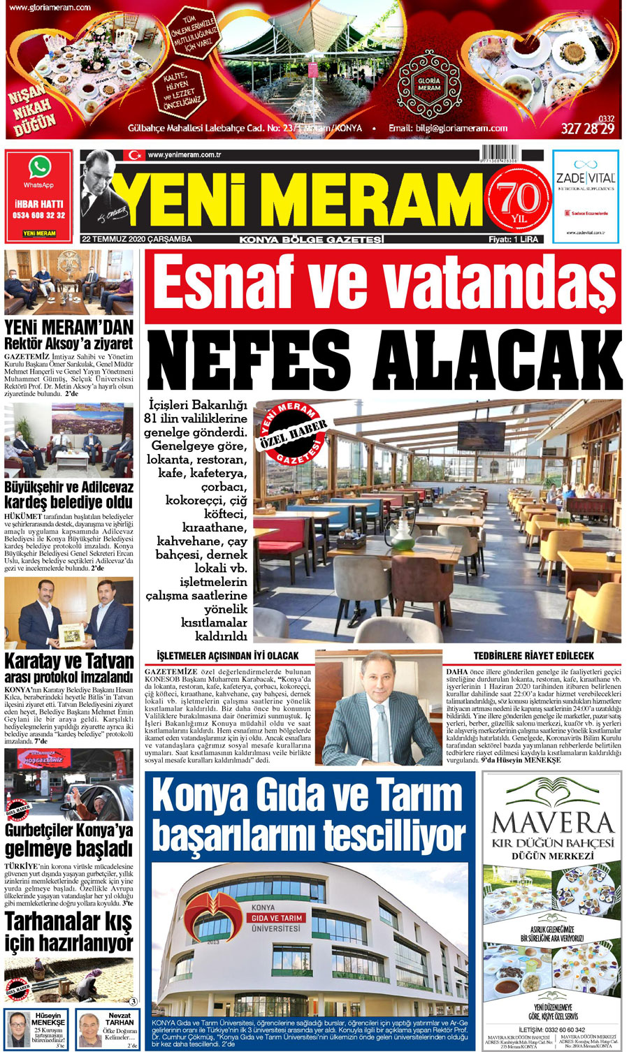 22 Temmuz 2020 Yeni Meram Gazetesi