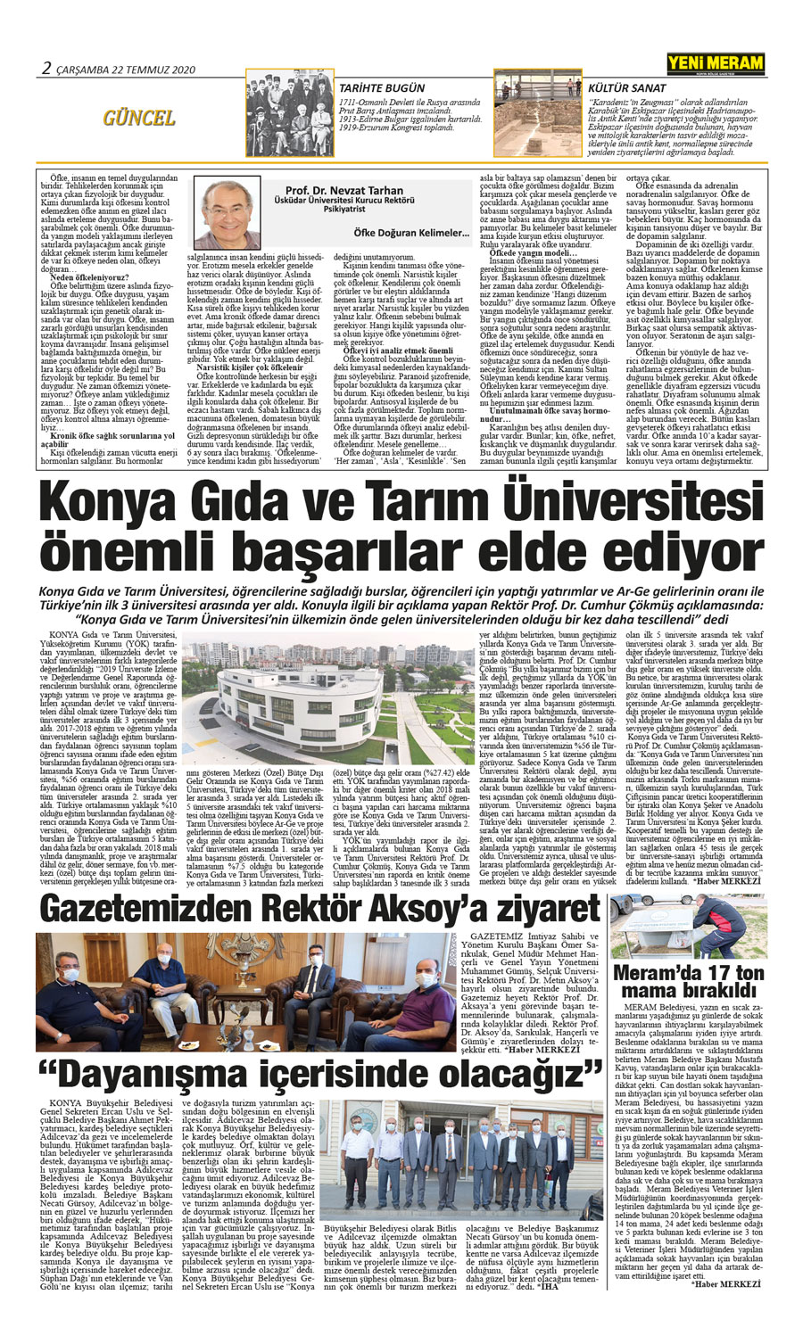 22 Temmuz 2020 Yeni Meram Gazetesi