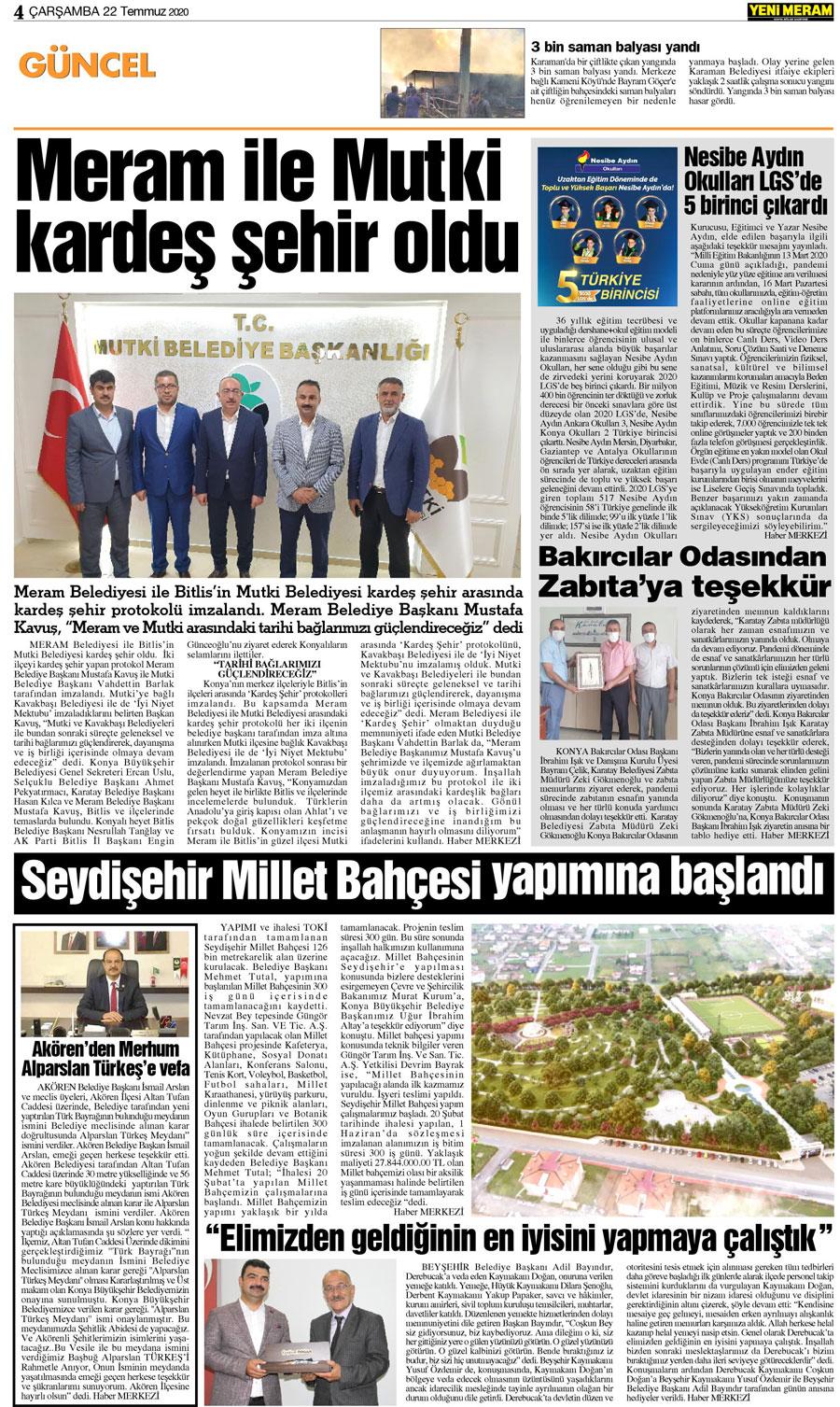 22 Temmuz 2020 Yeni Meram Gazetesi