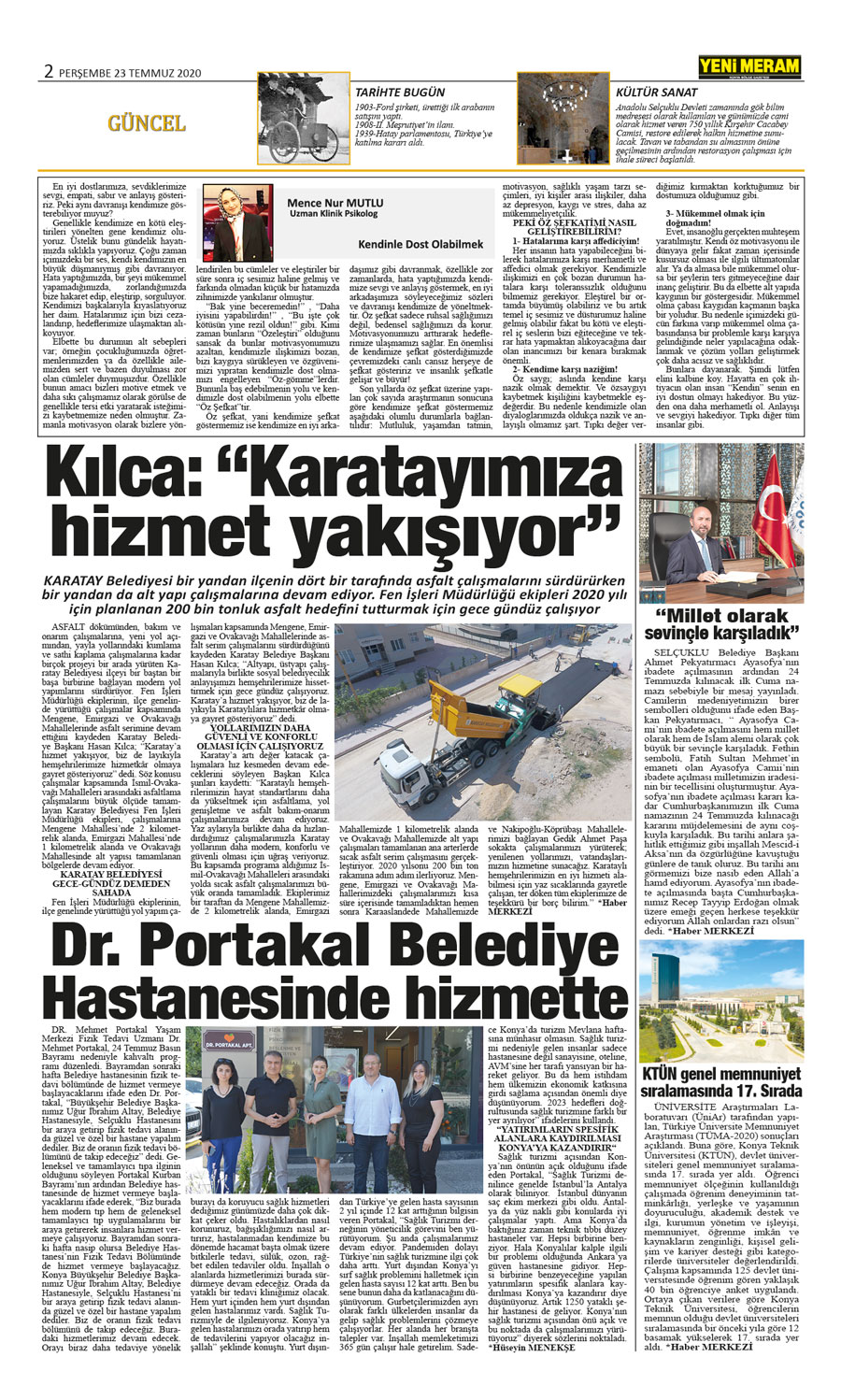 23 Temmuz 2020 Yeni Meram Gazetesi