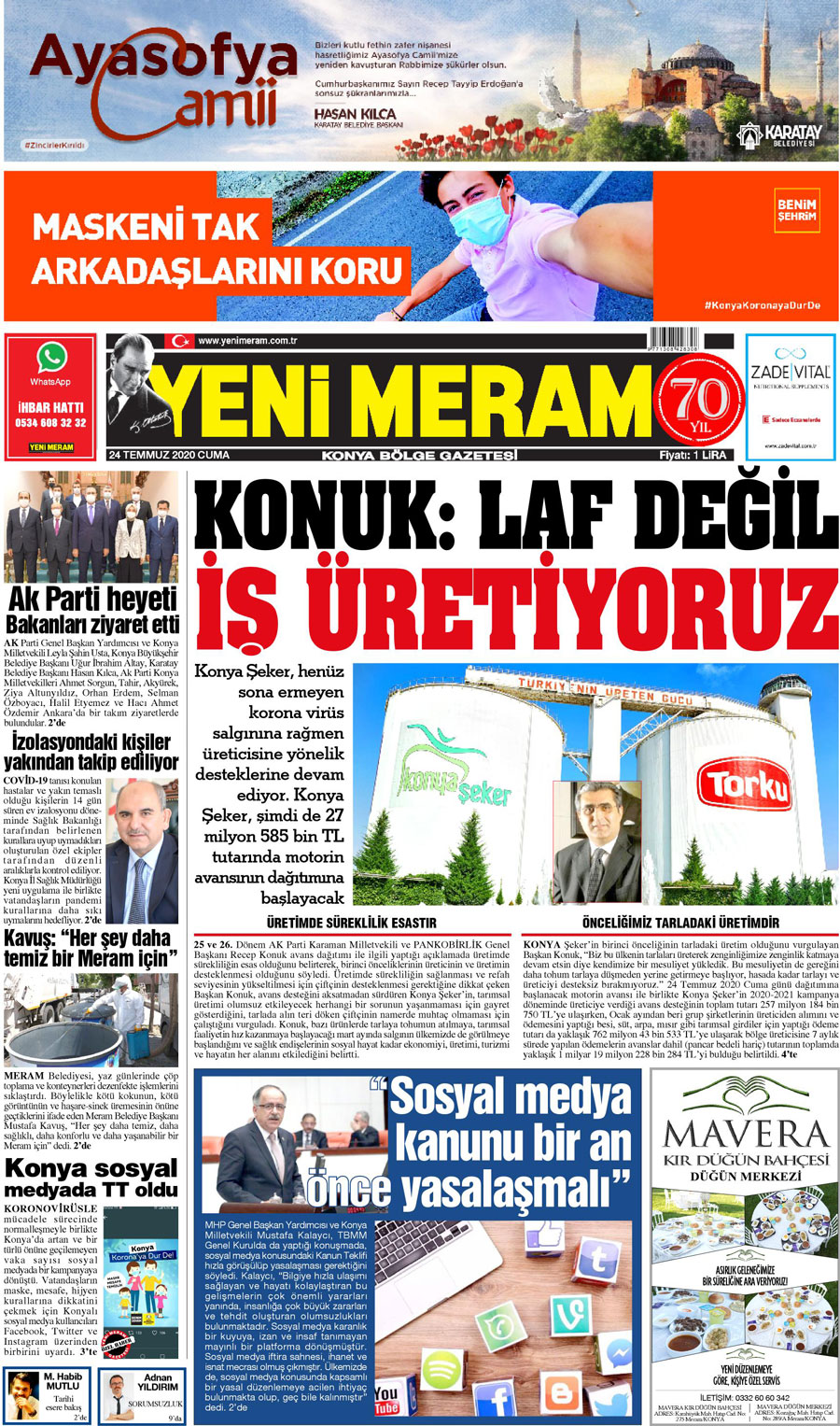 24 Temmuz 2020 Yeni Meram Gazetesi