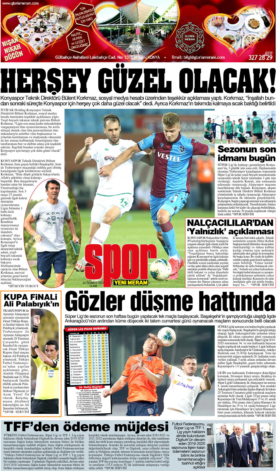 24 Temmuz 2020 Yeni Meram Gazetesi