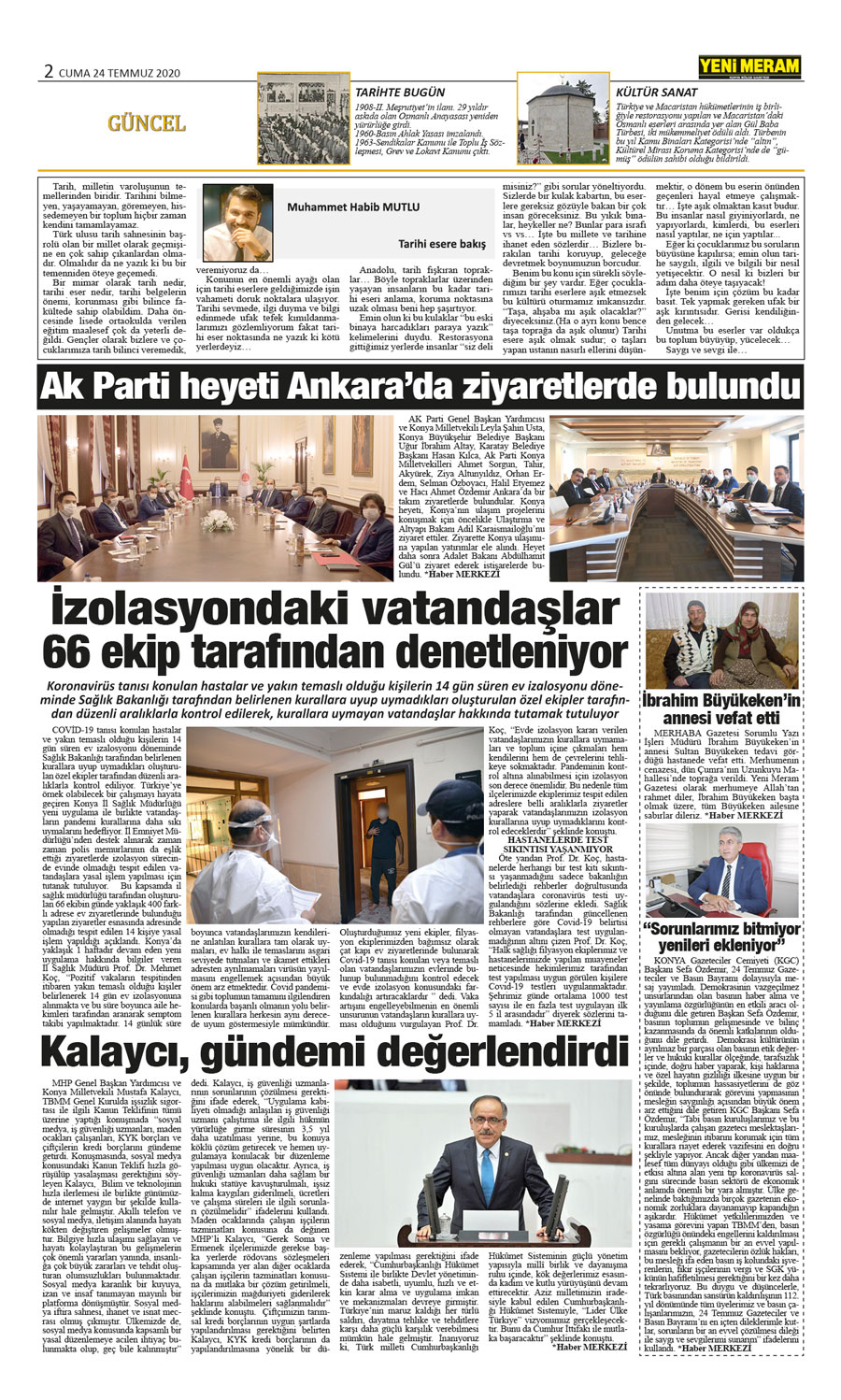 24 Temmuz 2020 Yeni Meram Gazetesi