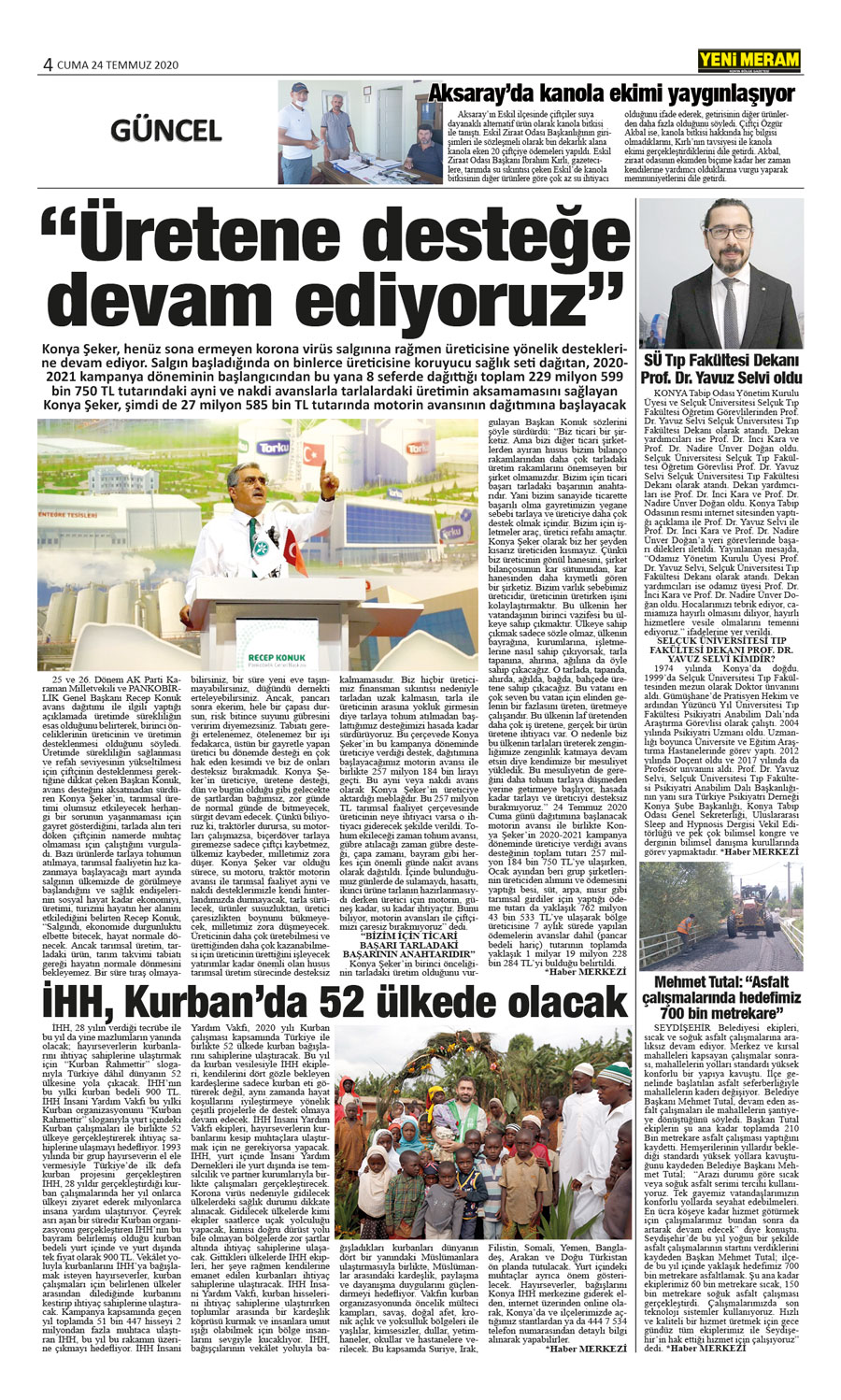 24 Temmuz 2020 Yeni Meram Gazetesi