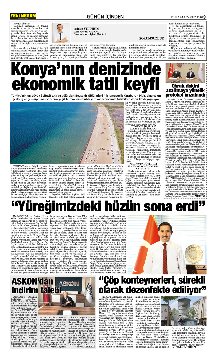 24 Temmuz 2020 Yeni Meram Gazetesi