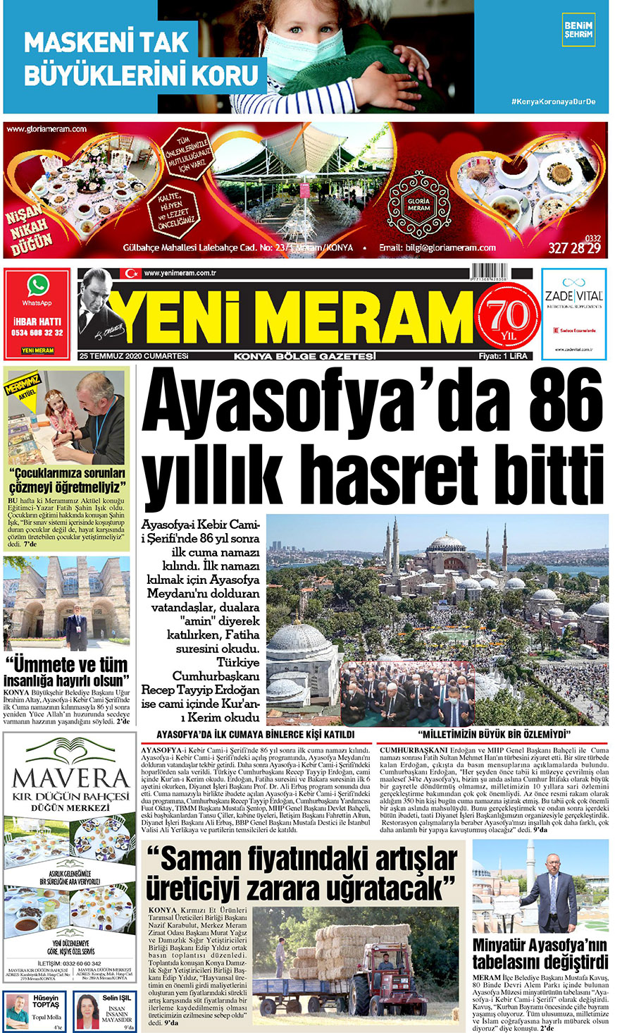 25 Temmuz 2020 Yeni Meram Gazetesi