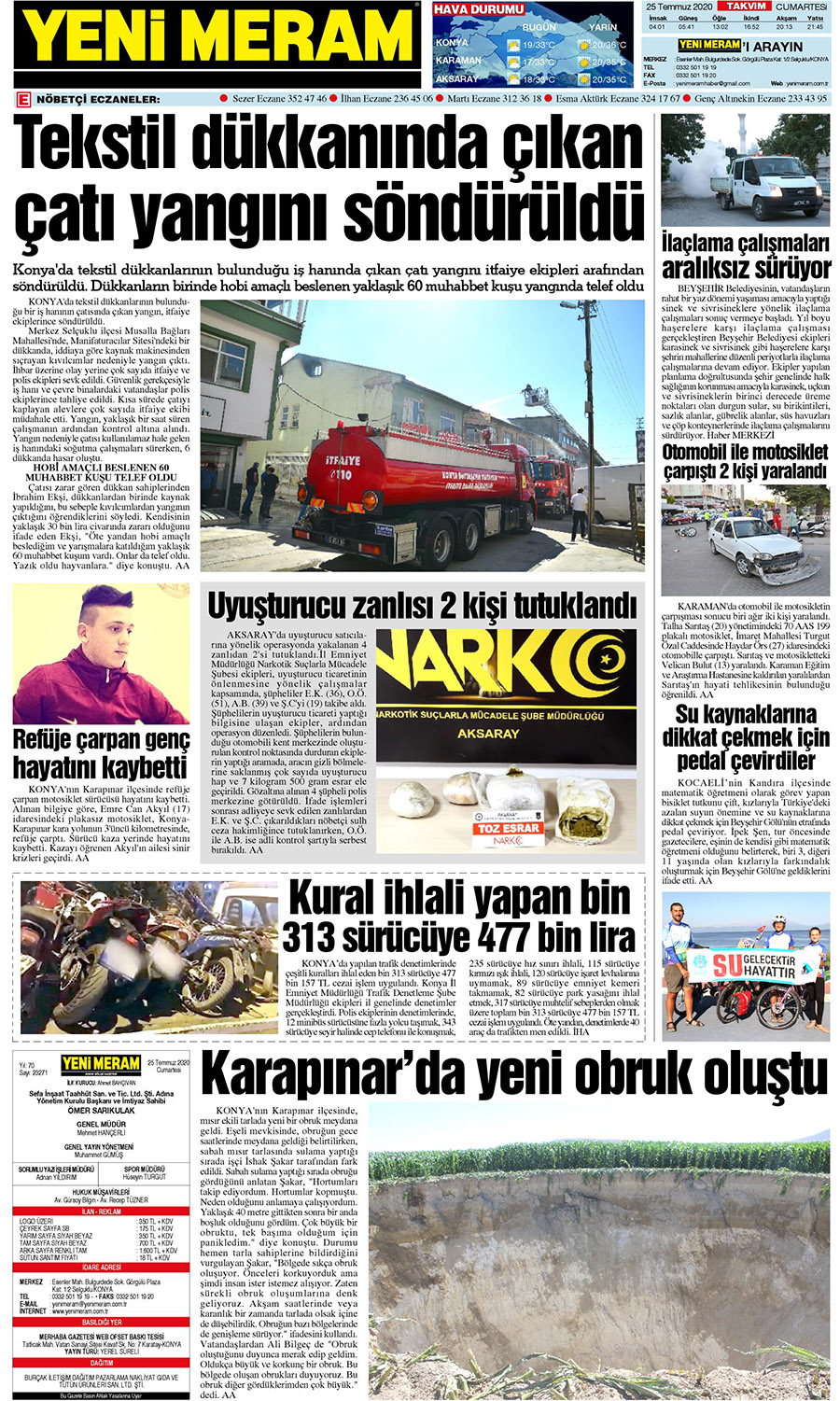 25 Temmuz 2020 Yeni Meram Gazetesi