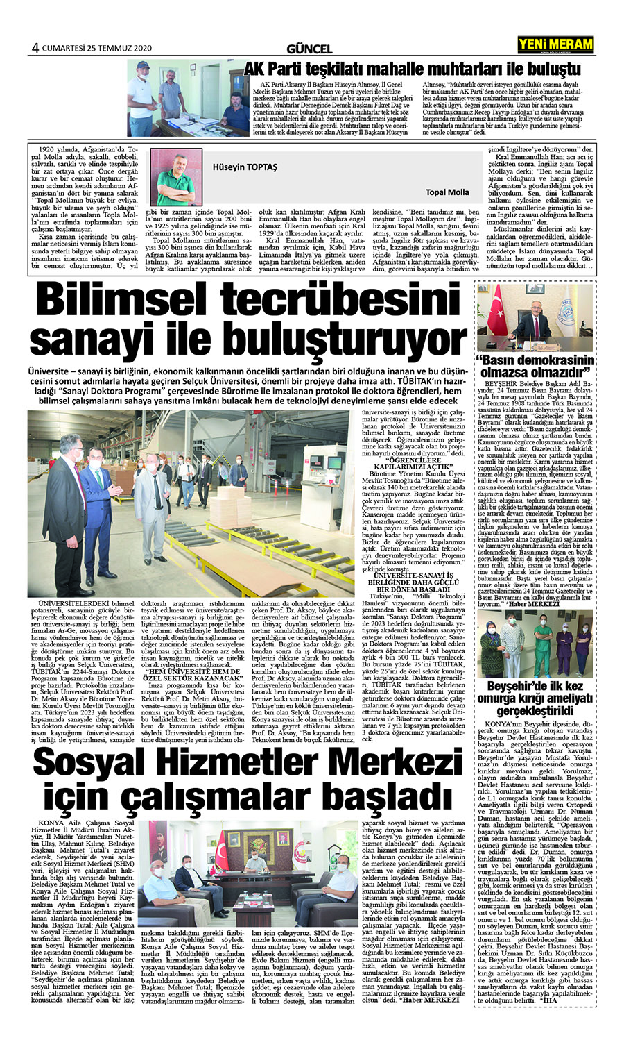 25 Temmuz 2020 Yeni Meram Gazetesi