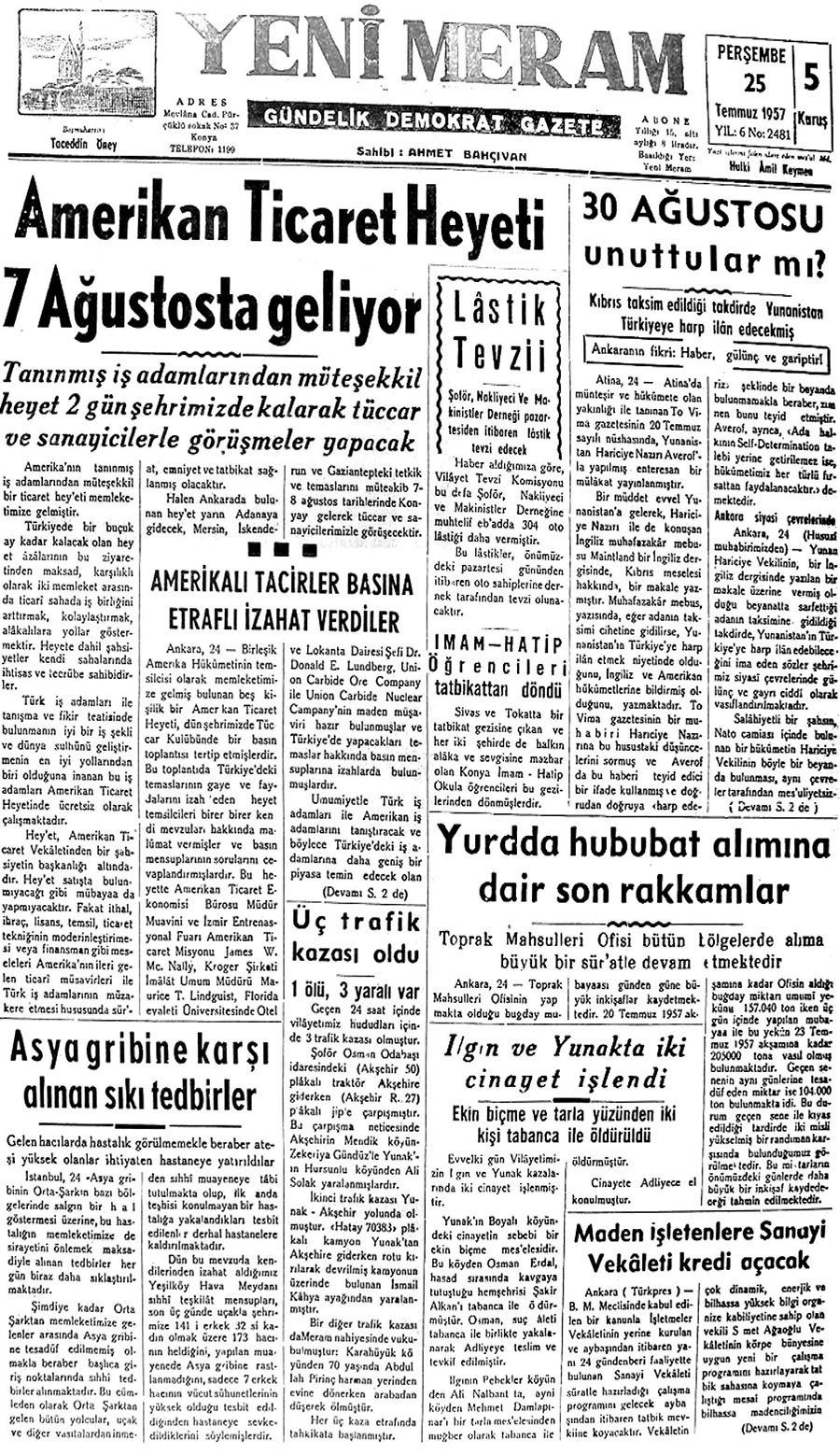 25 Temmuz 2020 Yeni Meram Gazetesi