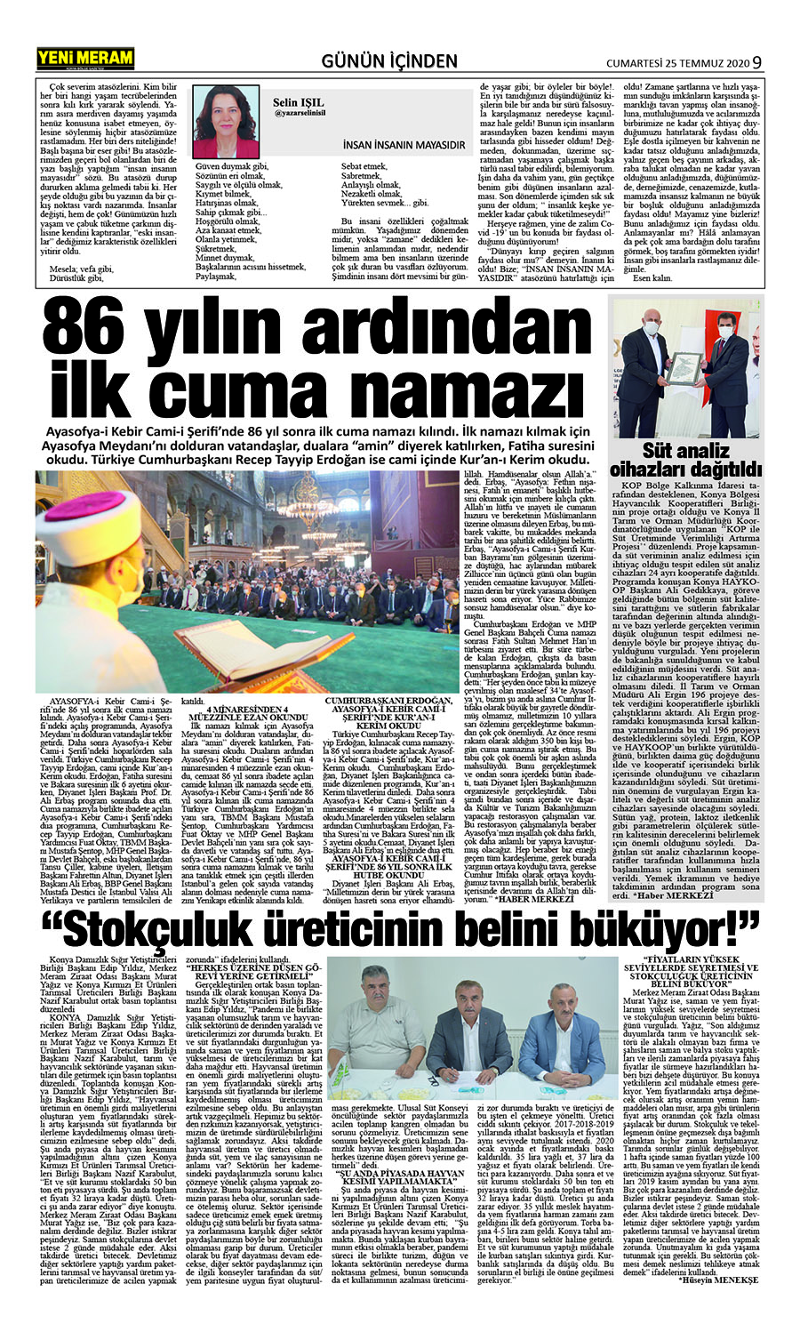 25 Temmuz 2020 Yeni Meram Gazetesi