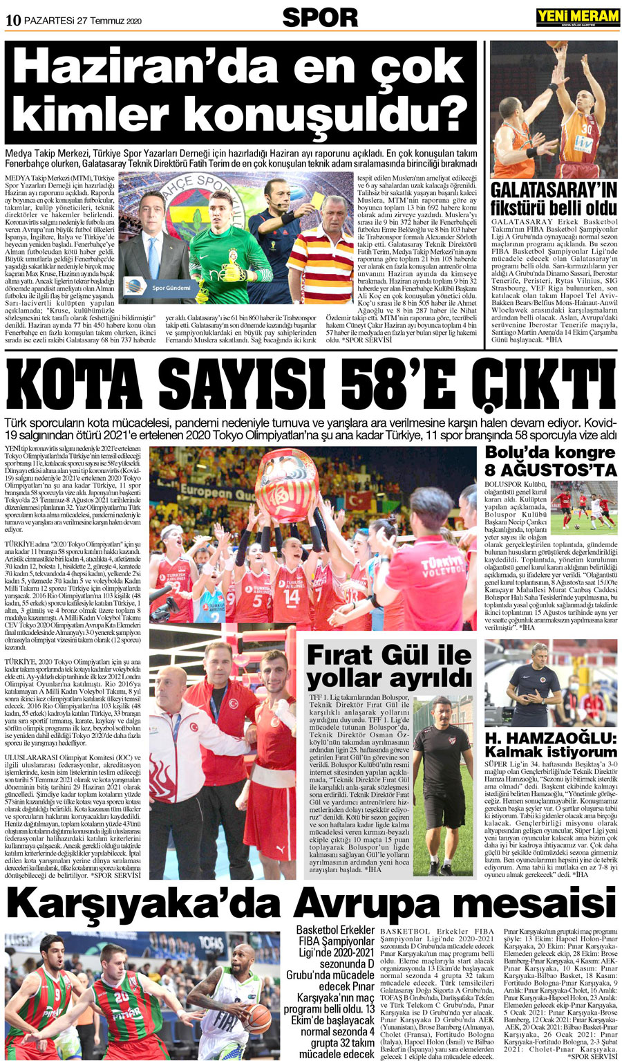 27 Temmuz 2020 Yeni Meram Gazetesi