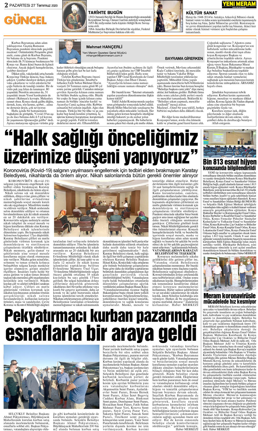 27 Temmuz 2020 Yeni Meram Gazetesi