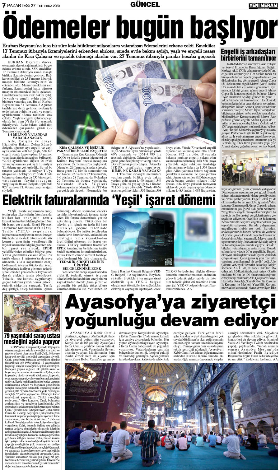 27 Temmuz 2020 Yeni Meram Gazetesi