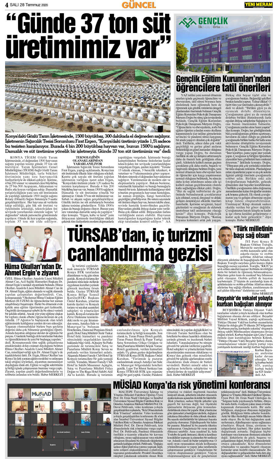 28 Temmuz 2020 Yeni Meram Gazetesi