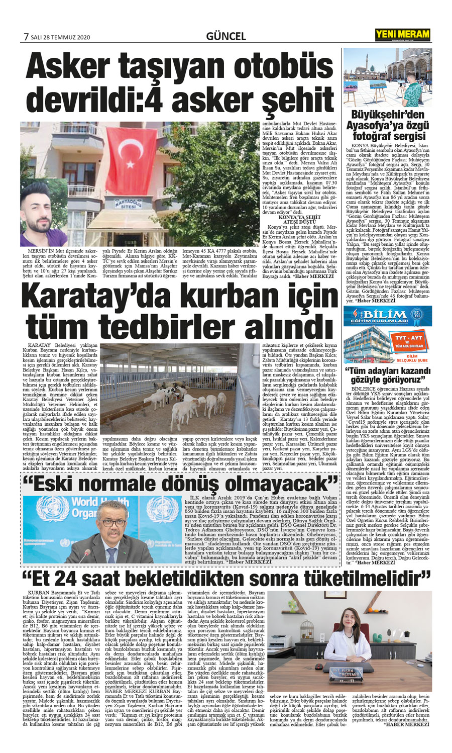 28 Temmuz 2020 Yeni Meram Gazetesi