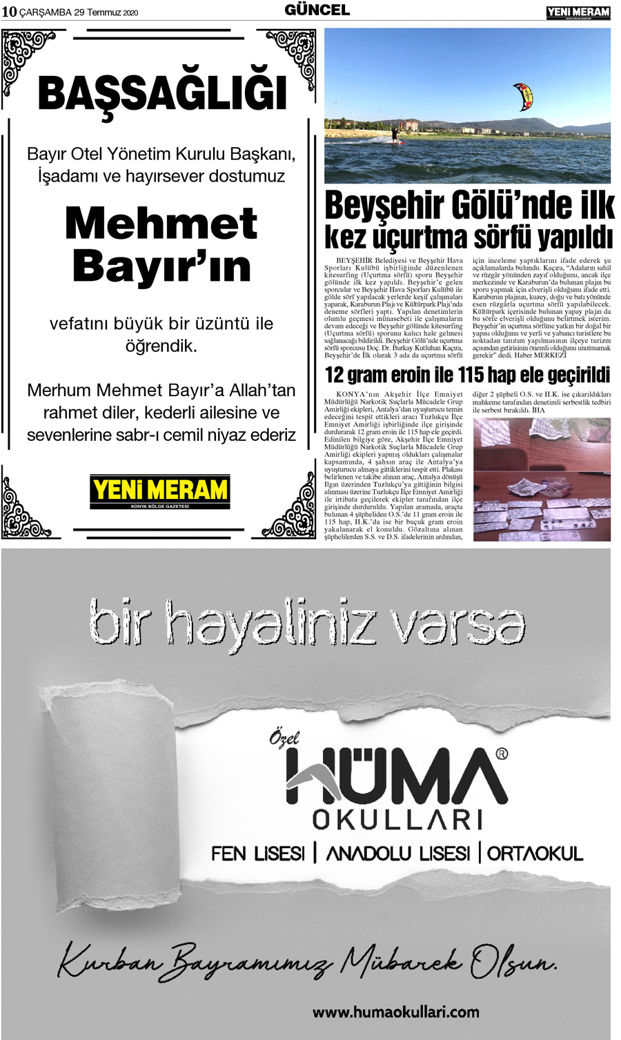 29 Temmuz 2020 Yeni Meram Gazetesi