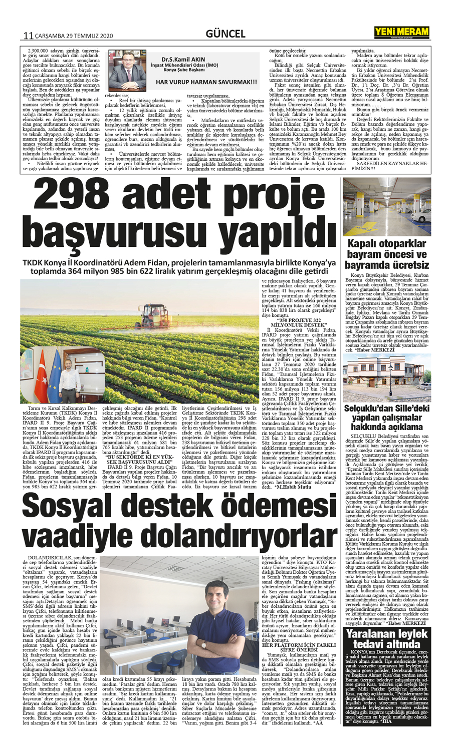 29 Temmuz 2020 Yeni Meram Gazetesi