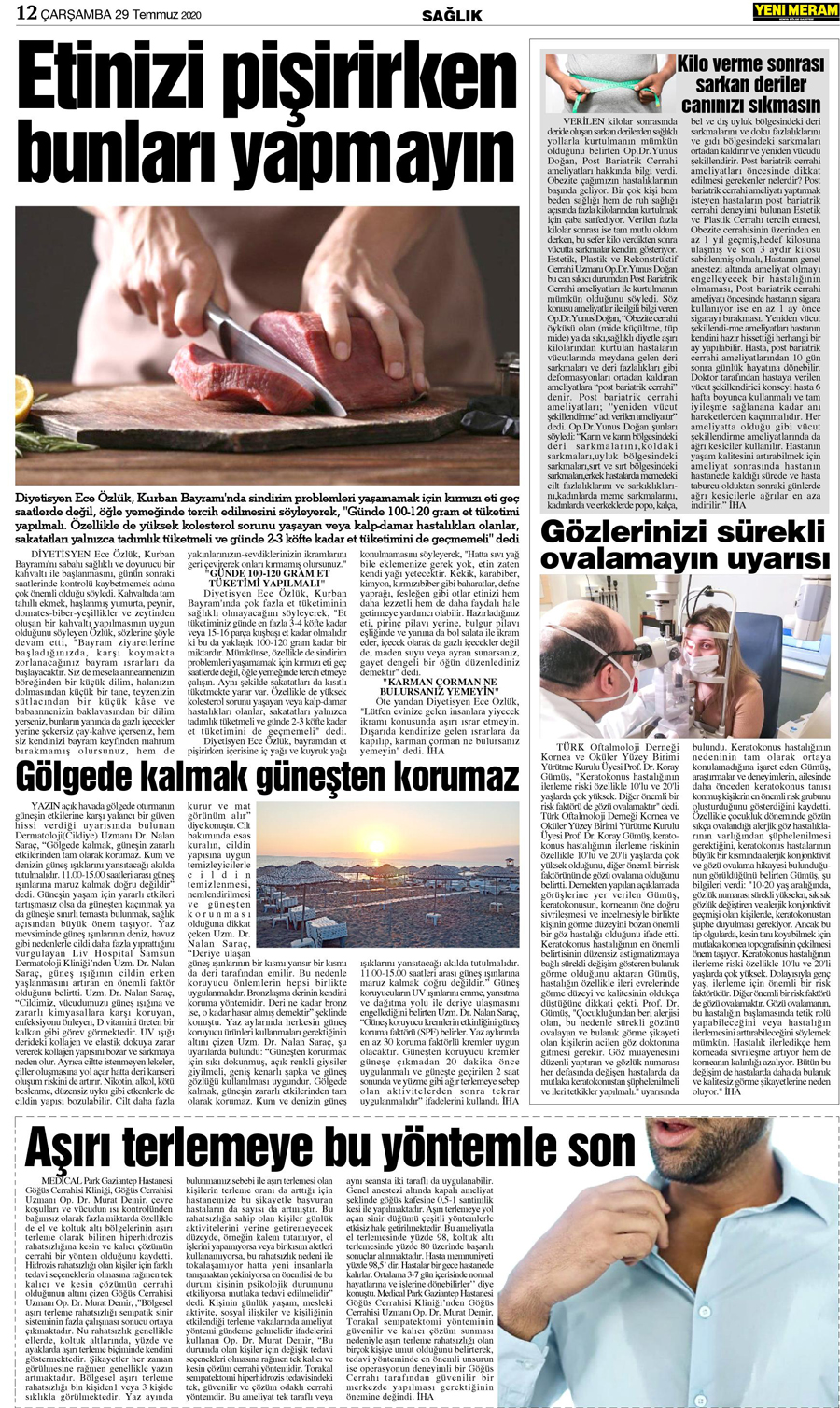 29 Temmuz 2020 Yeni Meram Gazetesi