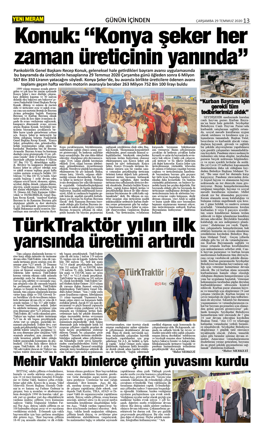 29 Temmuz 2020 Yeni Meram Gazetesi