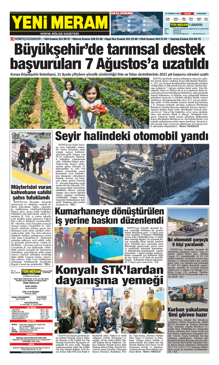 29 Temmuz 2020 Yeni Meram Gazetesi