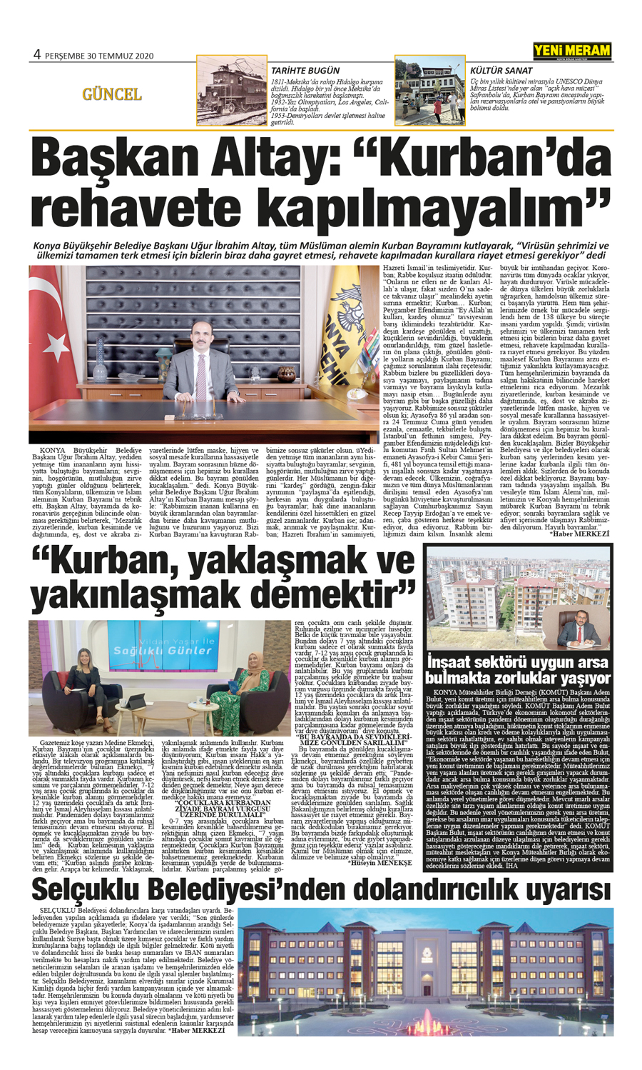 30 Temmuz 2020 Yeni Meram Gazetesi