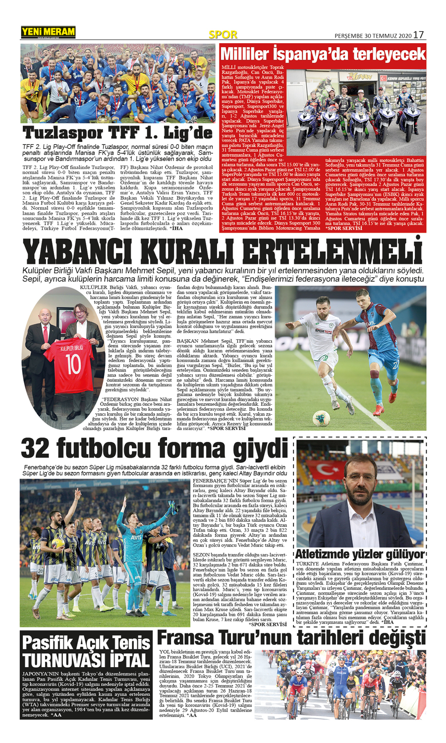 30 Temmuz 2020 Yeni Meram Gazetesi