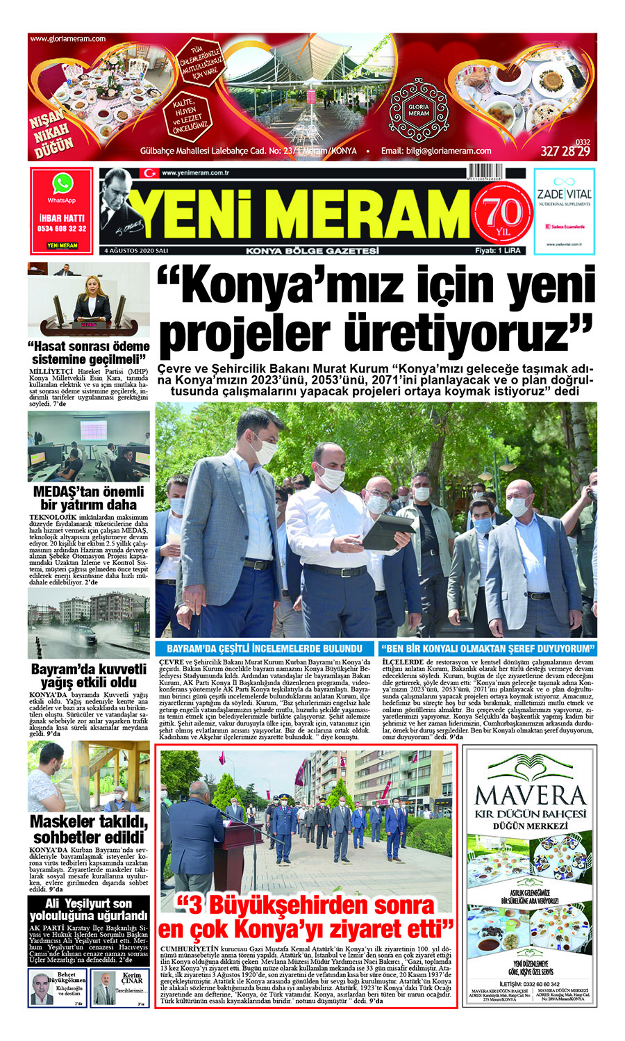 4 Ağustos 2020 Yeni Meram Gazetesi