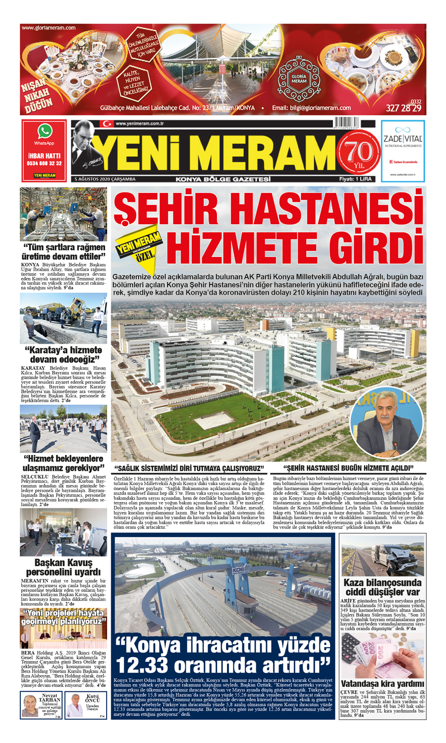 5 Ağustos 2020 Yeni Meram Gazetesi