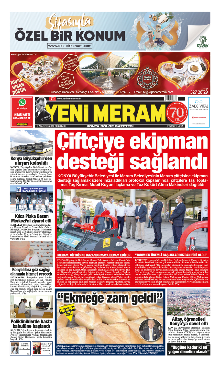 6 Ağustos 2020 Yeni Meram Gazetesi