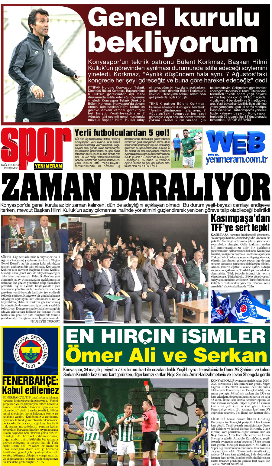 6 Ağustos 2020 Yeni Meram Gazetesi