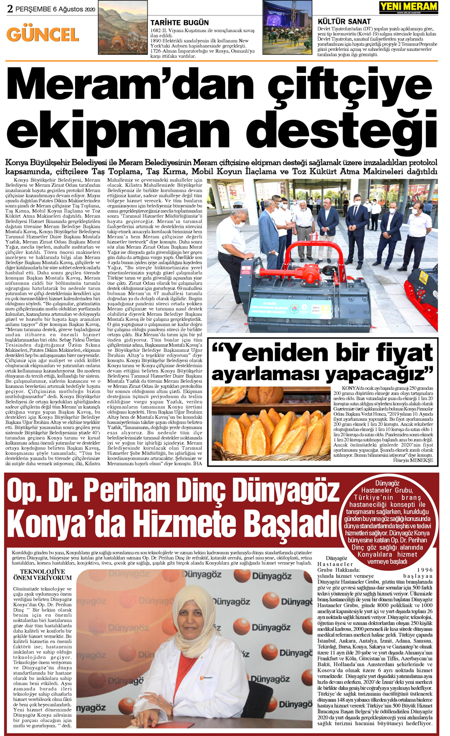 6 Ağustos 2020 Yeni Meram Gazetesi