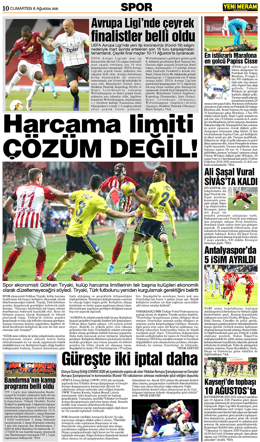 8 Ağustos 2020 Yeni Meram Gazetesi