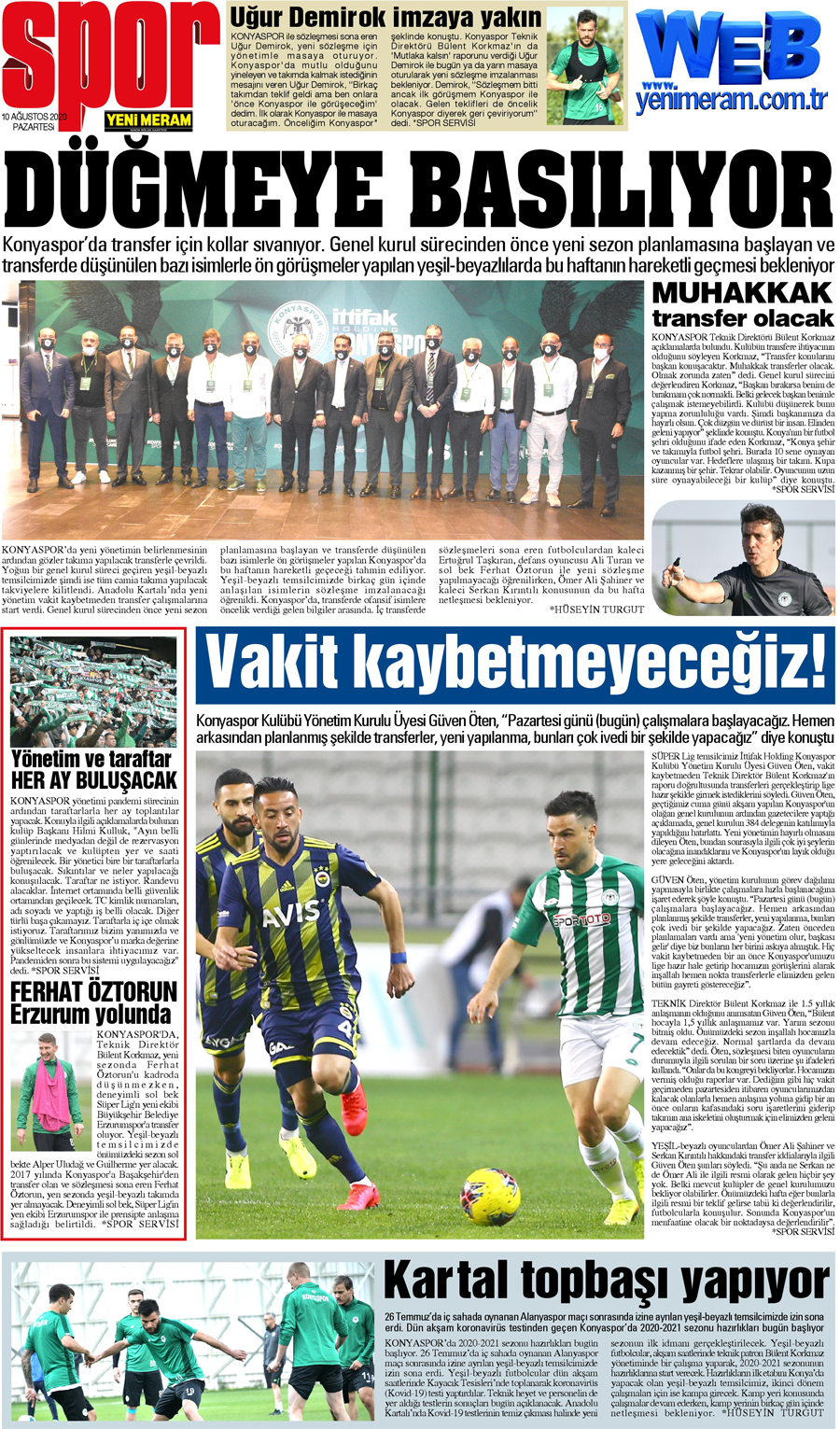 10 Ağustos 2020 Yeni Meram Gazetesi