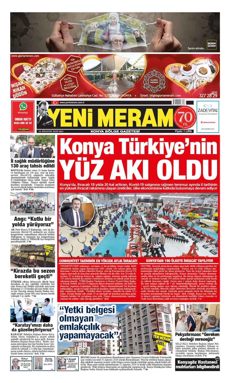 11 Ağustos 2020 Yeni Meram Gazetesi