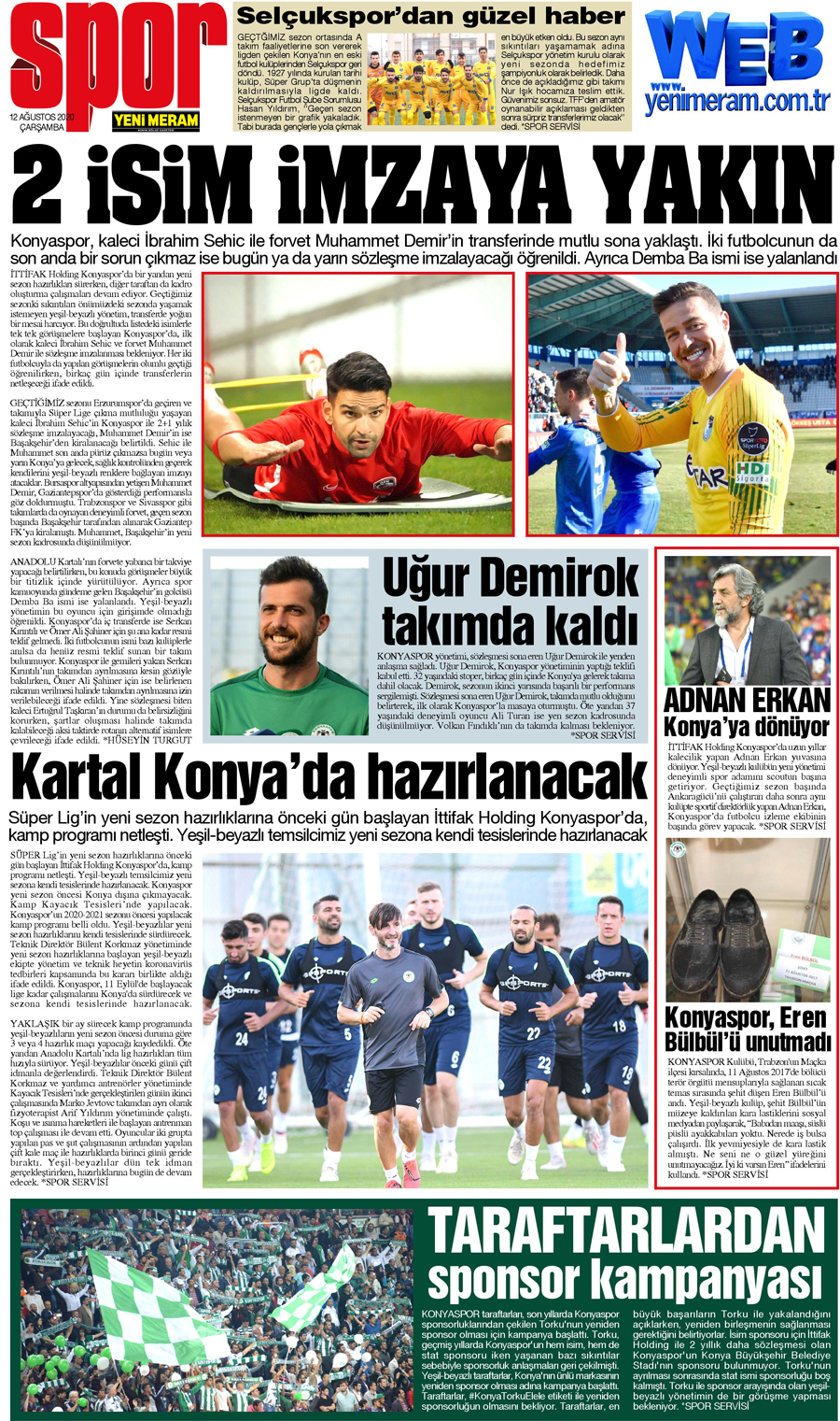 12 Ağustos 2020 Yeni Meram Gazetesi