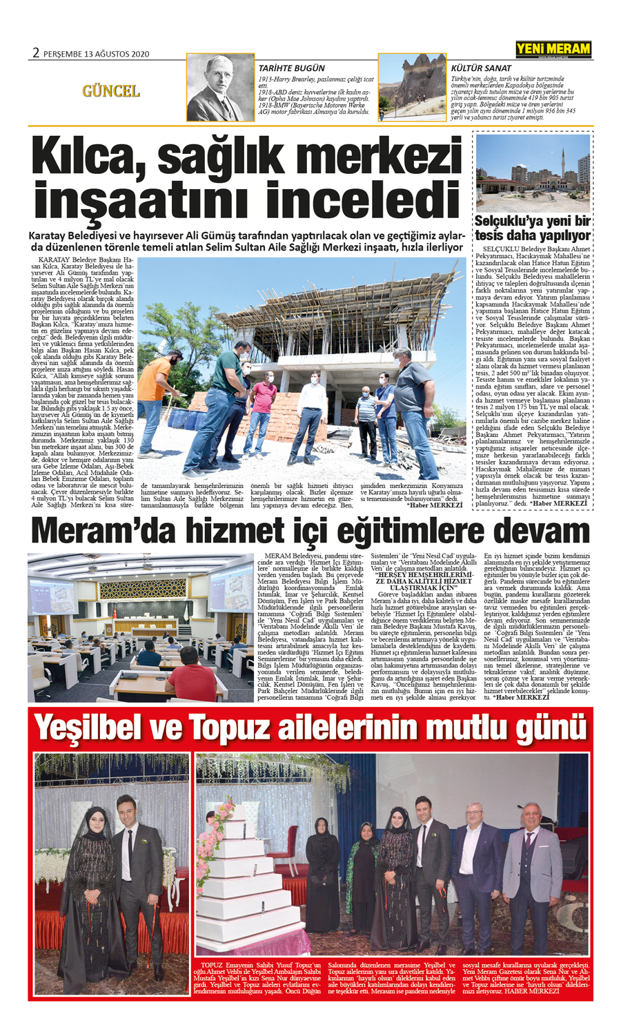 13 Ağustos 2020 Yeni Meram Gazetesi