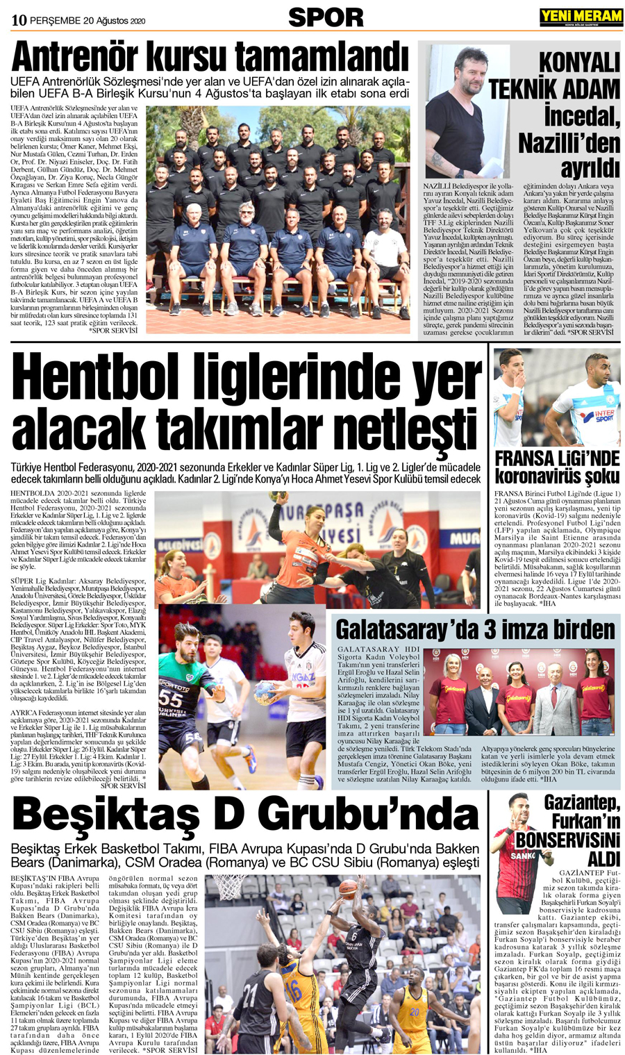 20 Ağustos 2020 Yeni Meram Gazetesi