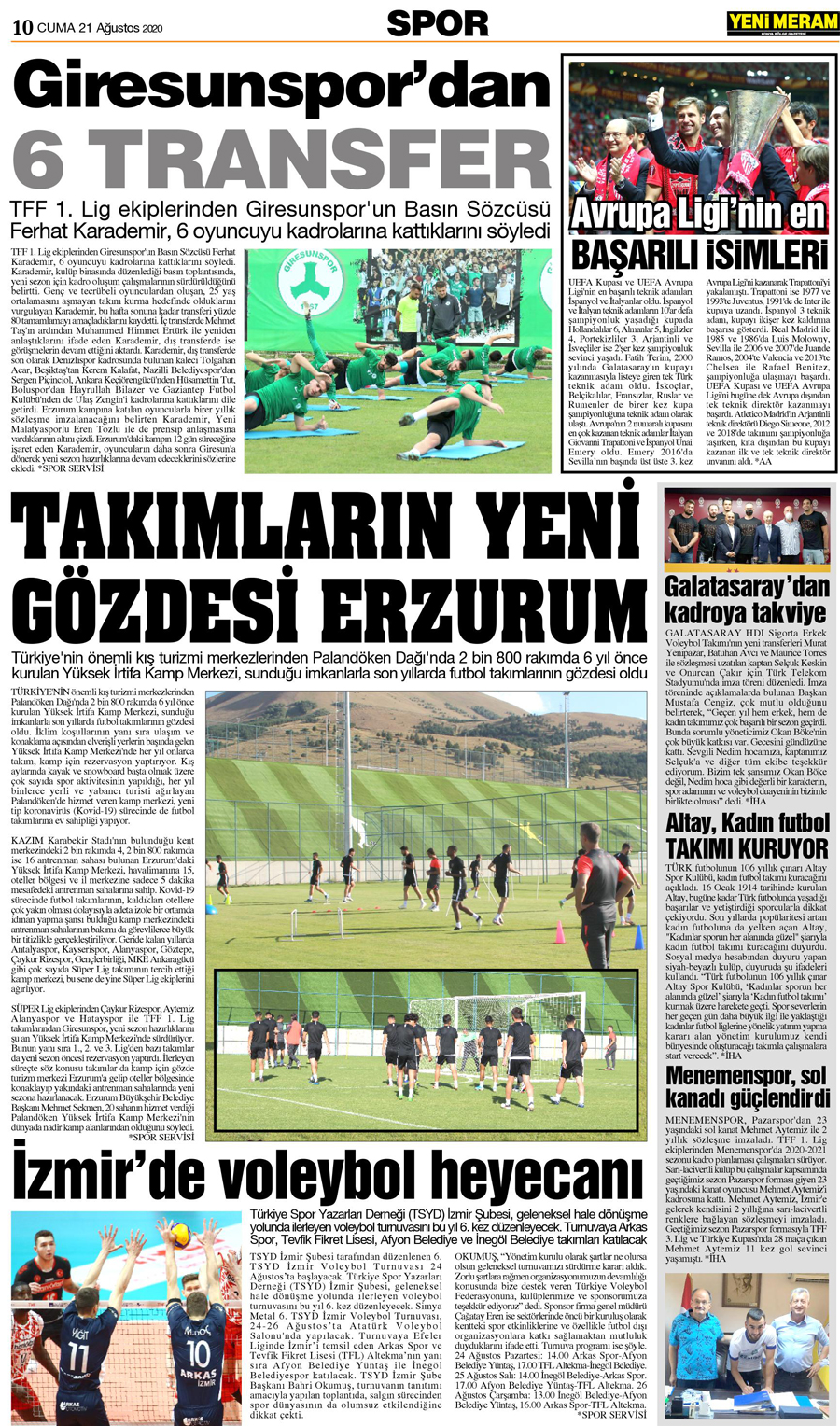 21 Ağustos 2020 Yeni Meram Gazetesi