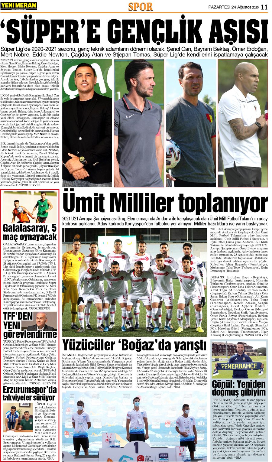 24 Ağustos 2020 Yeni Meram Gazetesi