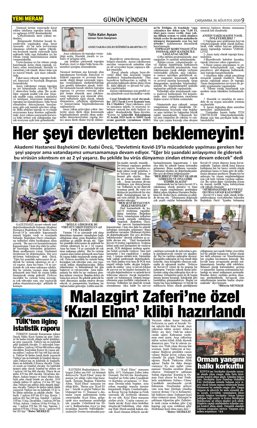 26 Ağustos 2020 Yeni Meram Gazetesi