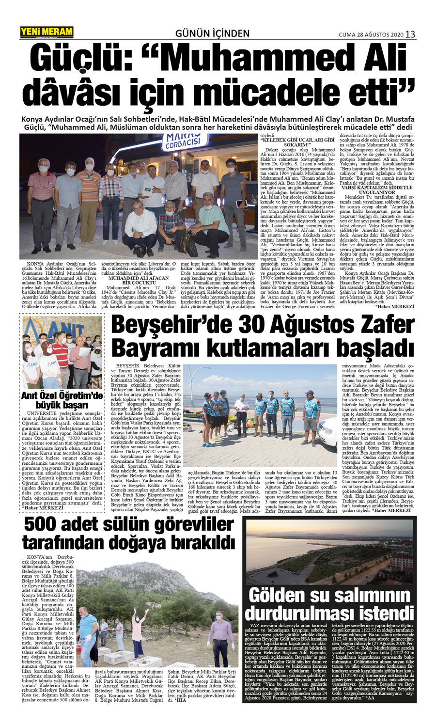 28 Ağustos 2020 Yeni Meram Gazetesi