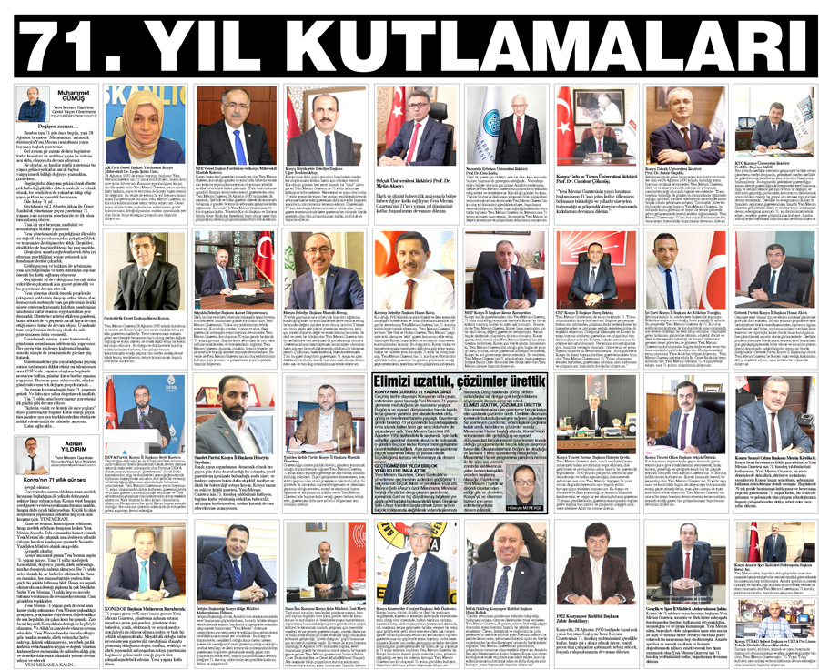 28 Ağustos 2020 Yeni Meram Gazetesi