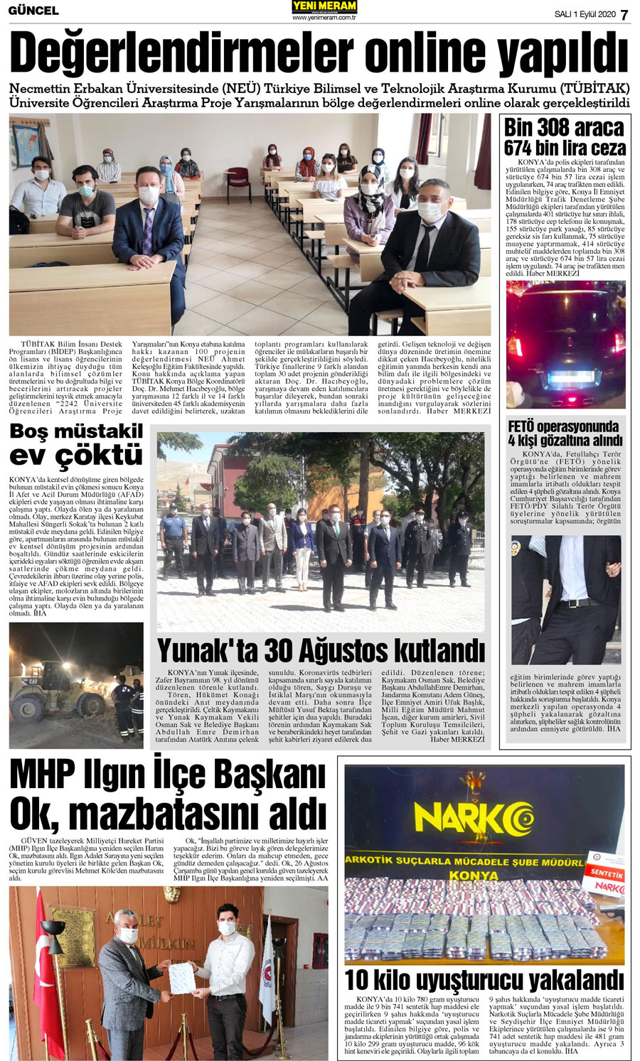 1 Eylül 2020 Yeni Meram Gazetesi