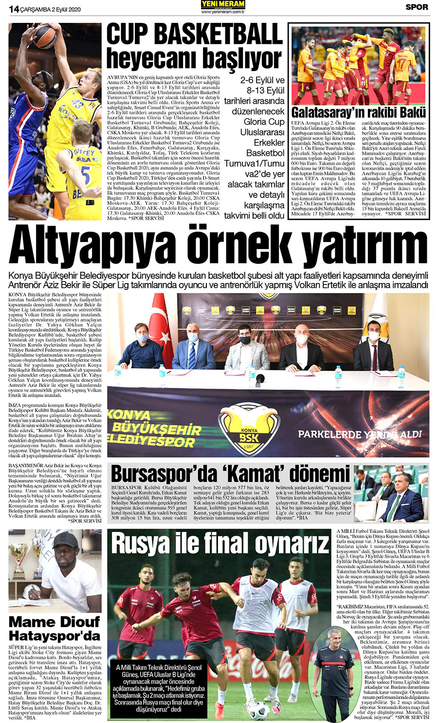 2 Eylül 2020 Yeni Meram Gazetesi