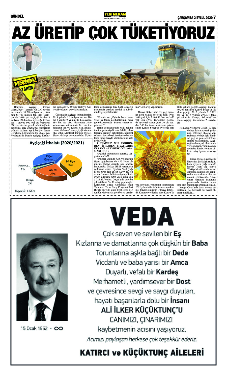 2 Eylül 2020 Yeni Meram Gazetesi