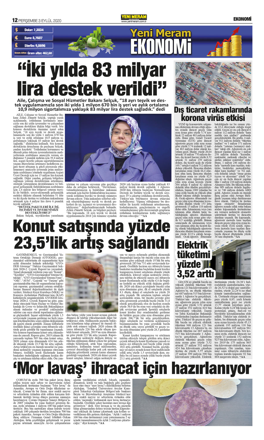 3 Eylül 2020 Yeni Meram Gazetesi