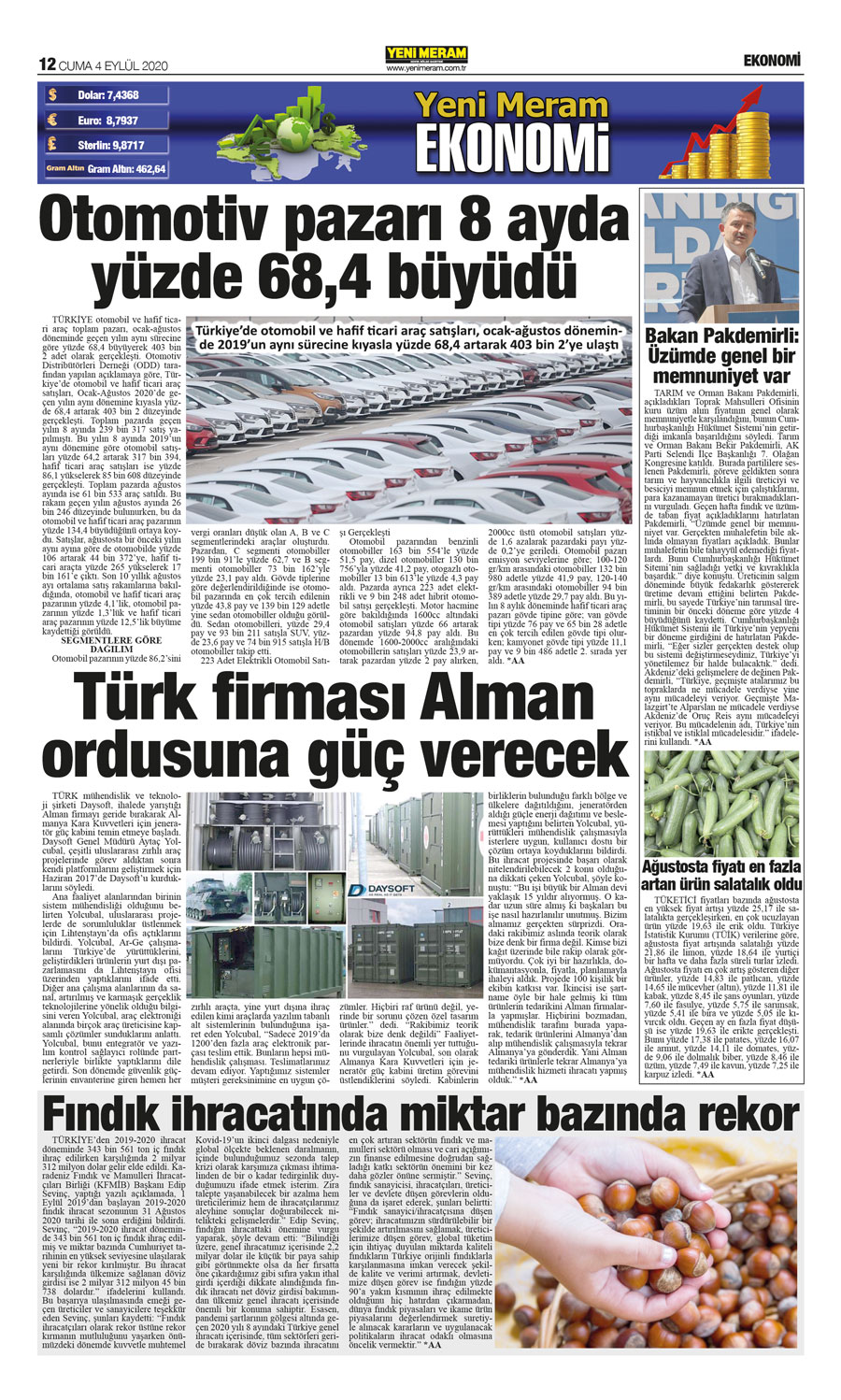 4 Eylül 2020 Yeni Meram Gazetesi