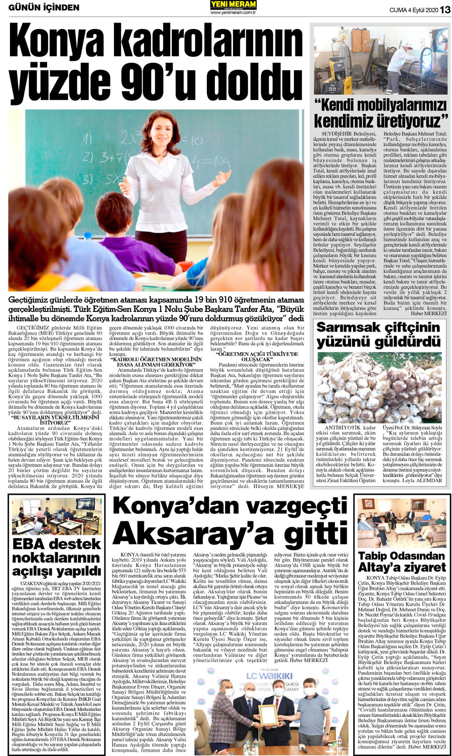 4 Eylül 2020 Yeni Meram Gazetesi