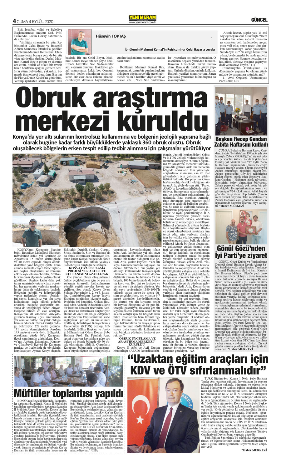 4 Eylül 2020 Yeni Meram Gazetesi