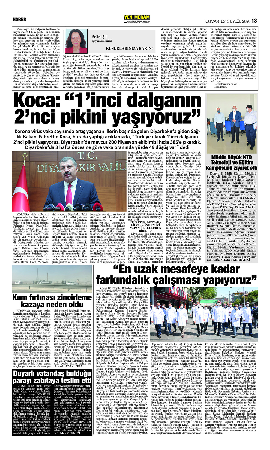 5 Eylül 2020 Yeni Meram Gazetesi